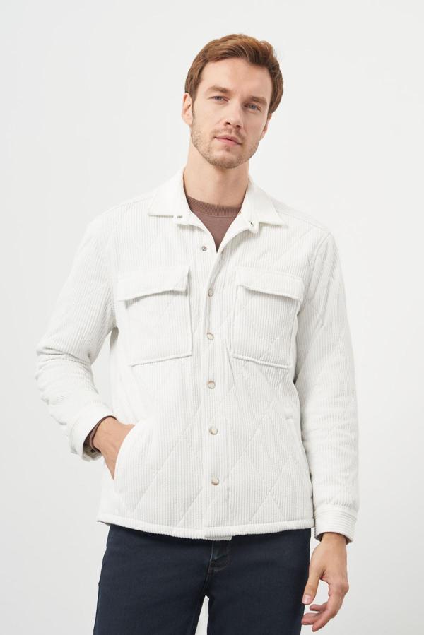  Erkek Beyaz Kapitoneli Worker Ceket - Image 1