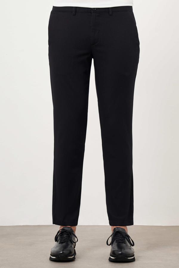 Erkek Siyah Yazlık Pamuk Yan Cep Slim Fit Chino Pantolon - Image 1