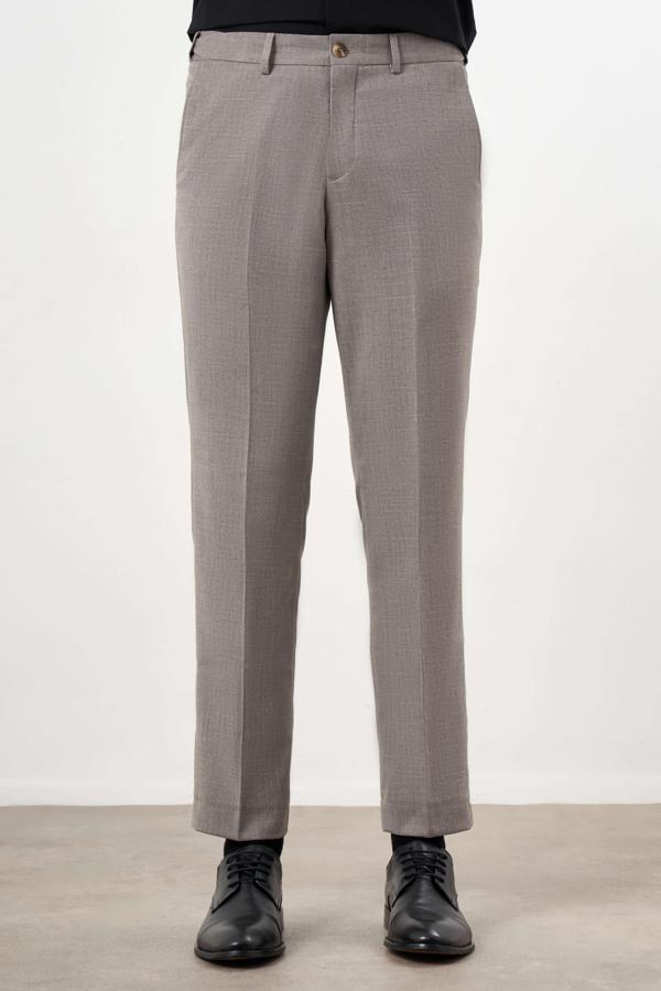  Erkek KAHVE Poliviskon Trend Desenli Dynamic Fit Classic Pantolon - Image 1