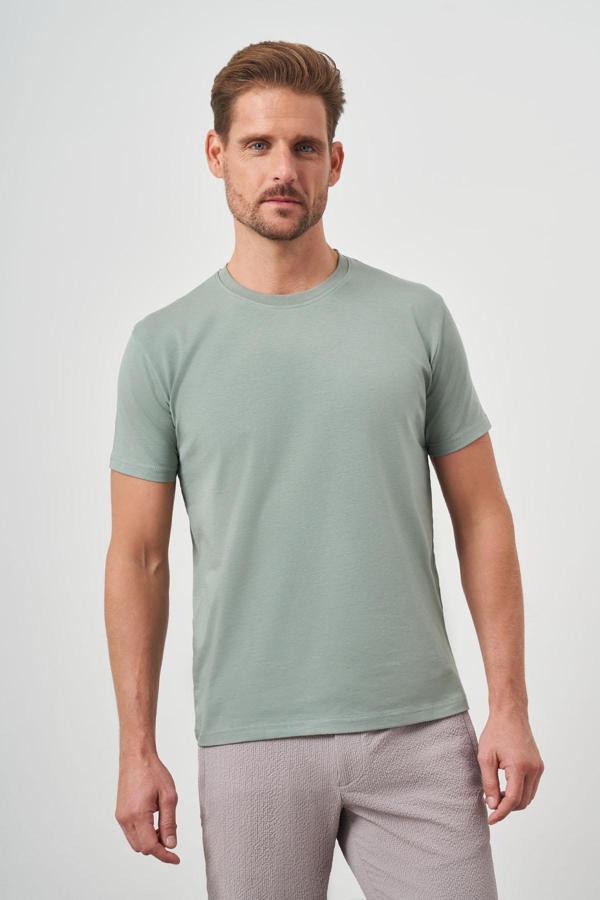 Erkek Çağla Yeşili Basic Bisiklet Yaka Dynamic Fit T-Shirt - Image 1