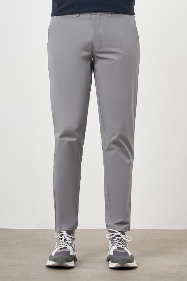  Erkek Gri Yazlık Pamuk Yan Cep Dynamic Fit Chino Pantolon - Image 1