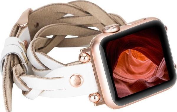 Bouletta Apple Watch Uyumlu Deri Kordon 38-40-41mm DT RT F3 Beyaz - Image 1