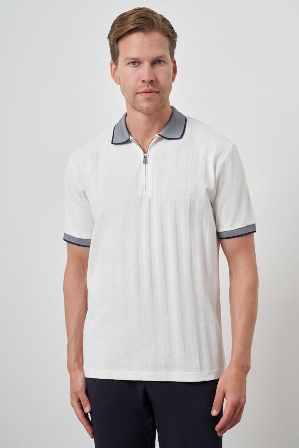  Erkek Ekru Trend  Polo Yaka T-Shirt - Image 1