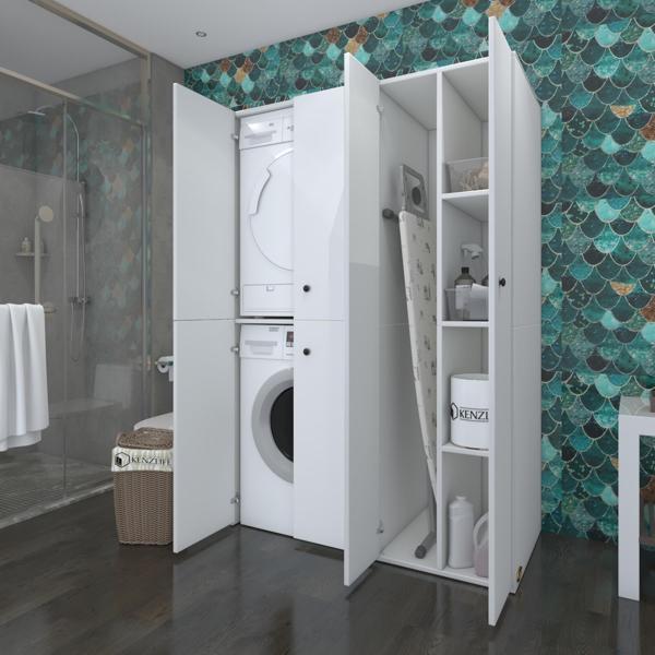 Kenzlife çamaşır-kurutma makinesi dolabı kapaklı yaromira byz 180*120*60 banyo arkalıksız - Image 1