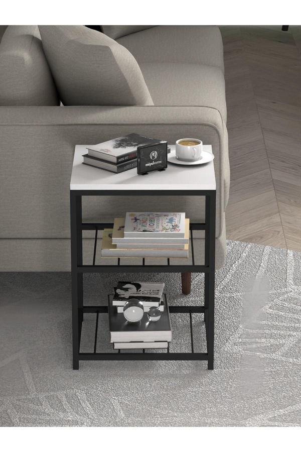 Moniev 3 Raflı Metal Yan Sehpa Koltuk Sehpası Zigon Sehpa Metal Raflı Koltuk Sehpa Çay Kahve Köşesi - Image 1