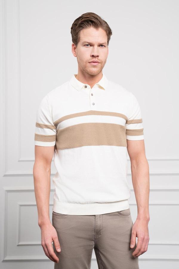  Erkek Ekru Trend Dynamic Fit Rahat Kesim Polo Yaka T-Shirt - Image 1