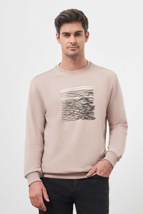  Erkek Taş Trend Bisiklet Yaka Sweat-Shirt - Image 1