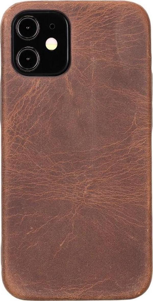 Apple iPhone 12 mini Uyumlu Deri Arka Kapak ROCK G2 Kahve - Image 1
