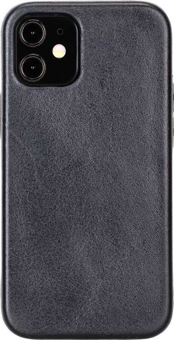 Apple iPhone 12 mini Uyumlu Deri Arka Kapak ROCK RST1 Siyah - Image 1