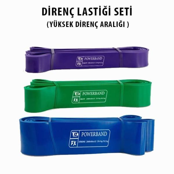 Powerband Direnç Lastiği ve Egzersiz Bandı Yüksek Direnç Seti 3 Adet - Image 1