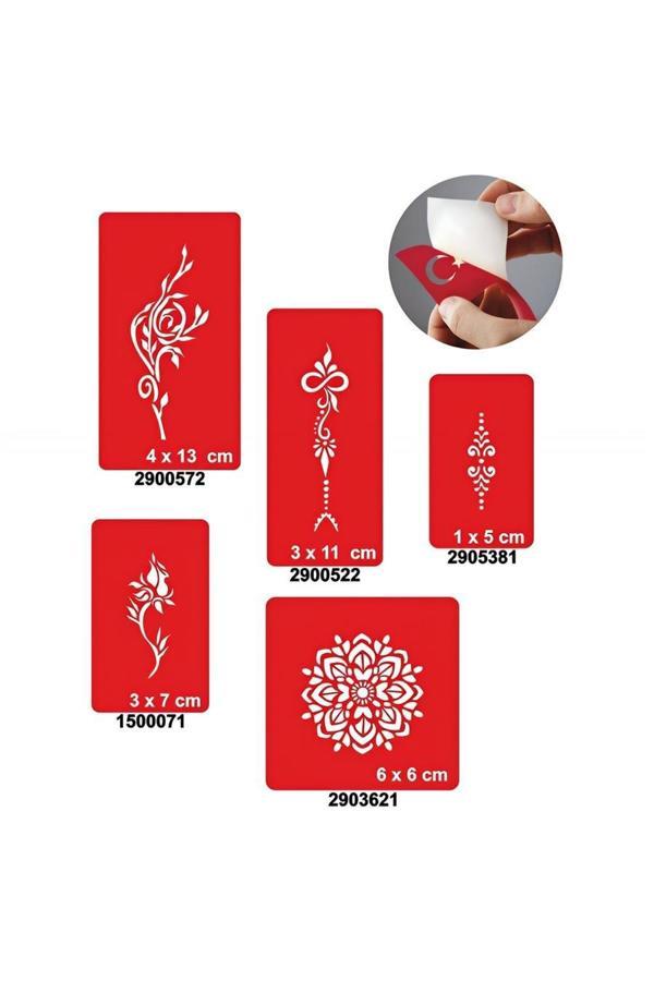 Alsepeteavm Çiçek Sepeti 5'li Set Dövme Kına Şablonu - Image 1