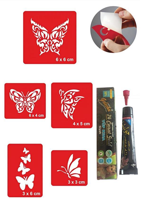 Alsepeteavm Kelebekler Hint Kınası ile Geçici Dövme Yapma Seti - Image 1