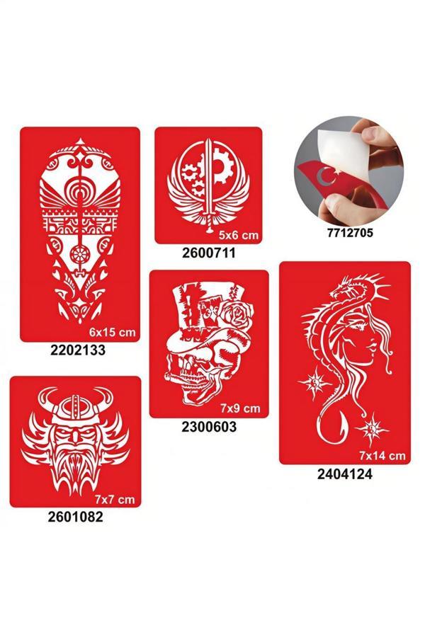Alsepeteavm Ütopya Dünya 5 li Set Geçici Dövme Kına Şablonu - Image 1
