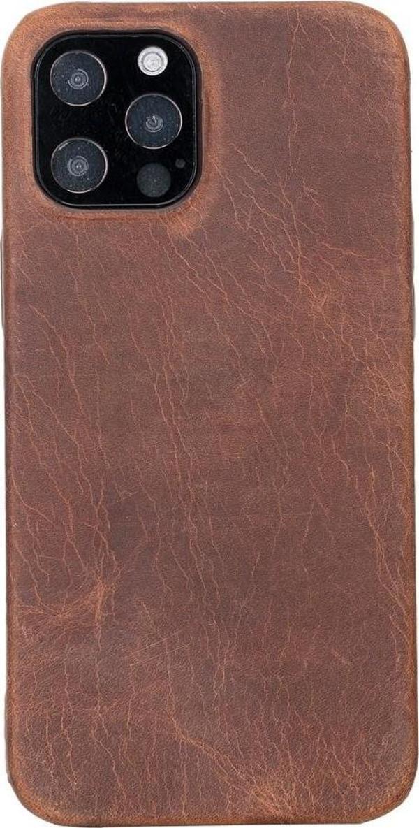 Apple iPhone 12 Pro Max Uyumlu Deri Arka Kapak ROCK G2 Kahve - Image 1