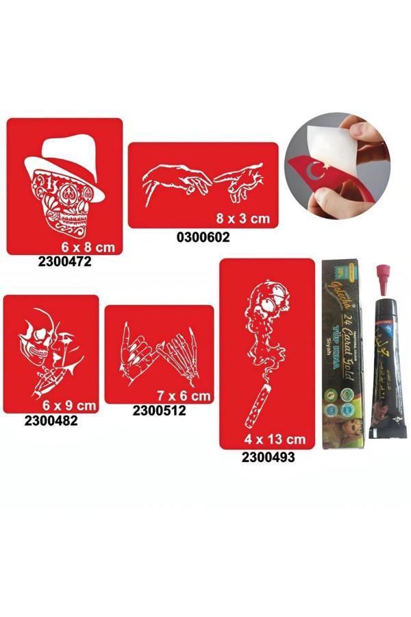 Alsepeteavm Dumanlı Kurukafa Hint Kınası ile Geçici Dövme Yapma Seti - Image 1