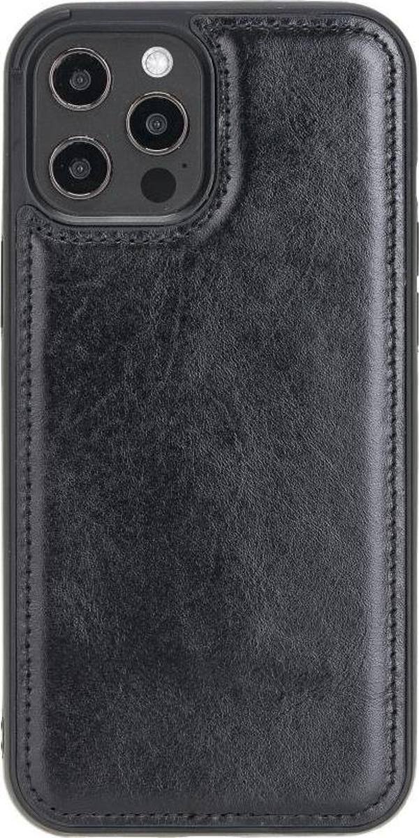 Apple iPhone 12 Pro Max Uyumlu Deri Arka Kapak RST1 Siyah - Image 1
