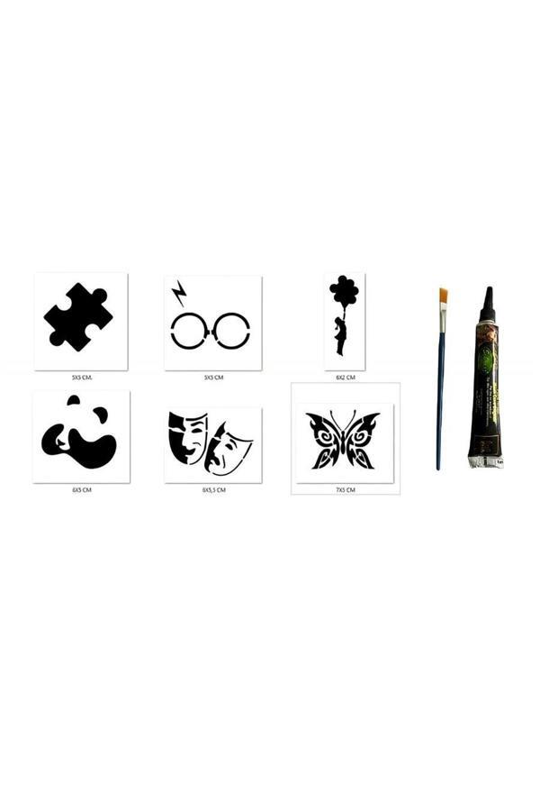 Alsepeteavm Panda Ve Maske Hint Kınasıyla Geçici Dövme Seti - Image 1