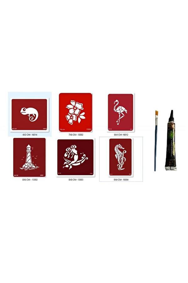 Alsepeteavm Bukalemun Ve Flamingo Hint Kınasıyla Geçici Dövme Seti - Image 1
