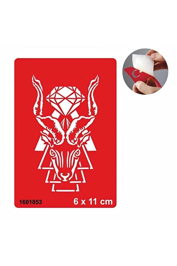 Alsepeteavm İlüstratif  Şeytan Geyik Desen Tattoo Geçici Dövme Şablonları Kına Kalıpları - Image 1