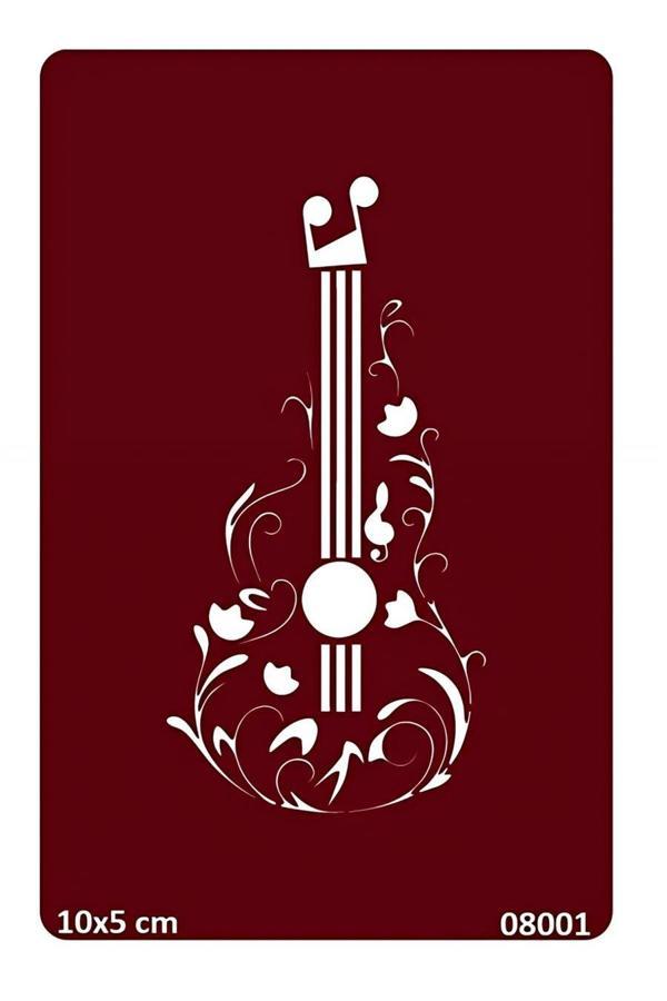 Alsepeteavm Çiçekli Gitar Geçici Dövme Şablonu Kına Kalıpları - Image 1