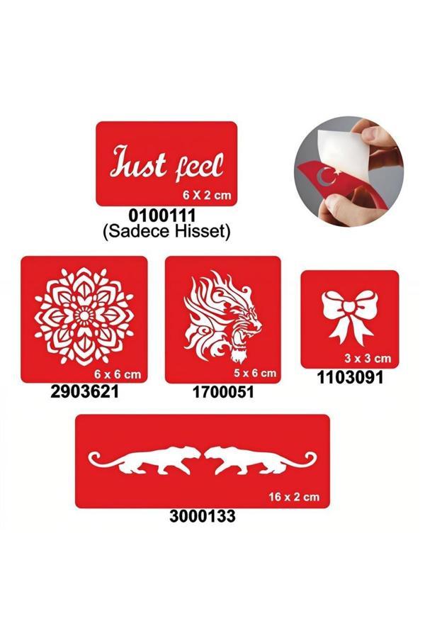 Alsepeteavm Sadece Hisset 5'li Set Geçici Dövme Kına Şablonu - Image 1
