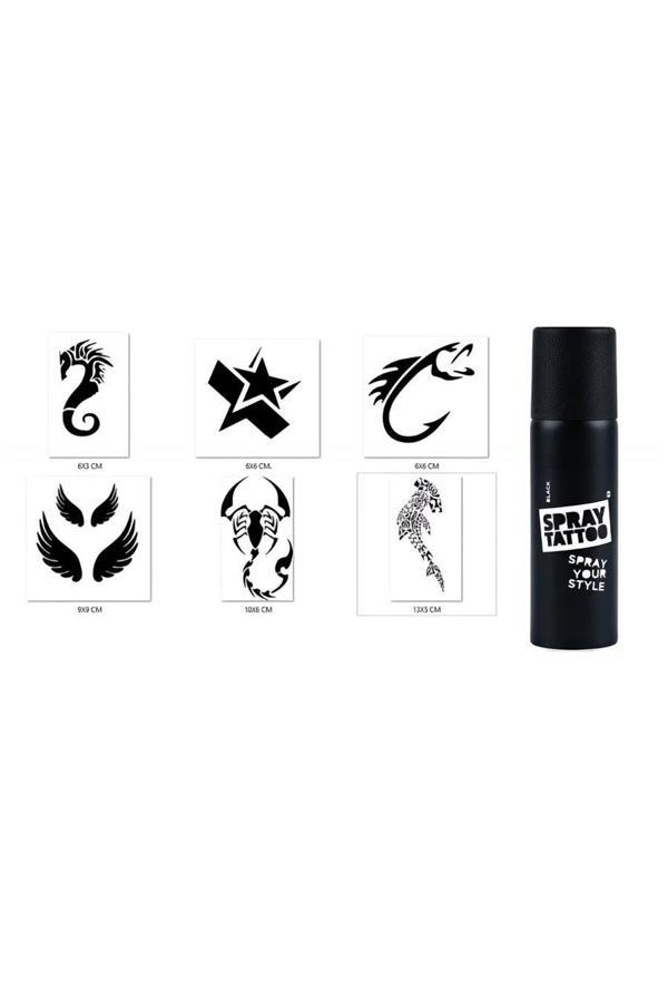 Alsepeteavm Akrep Ve Balık Geçici Sprey Dövme Seti Spray Tatto - Image 1