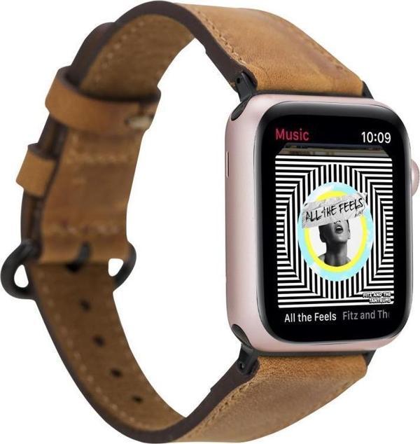 Bouletta Apple Watch Uyumlu Deri Kordon 38-40-41mm Roma G19 Taba - Image 1