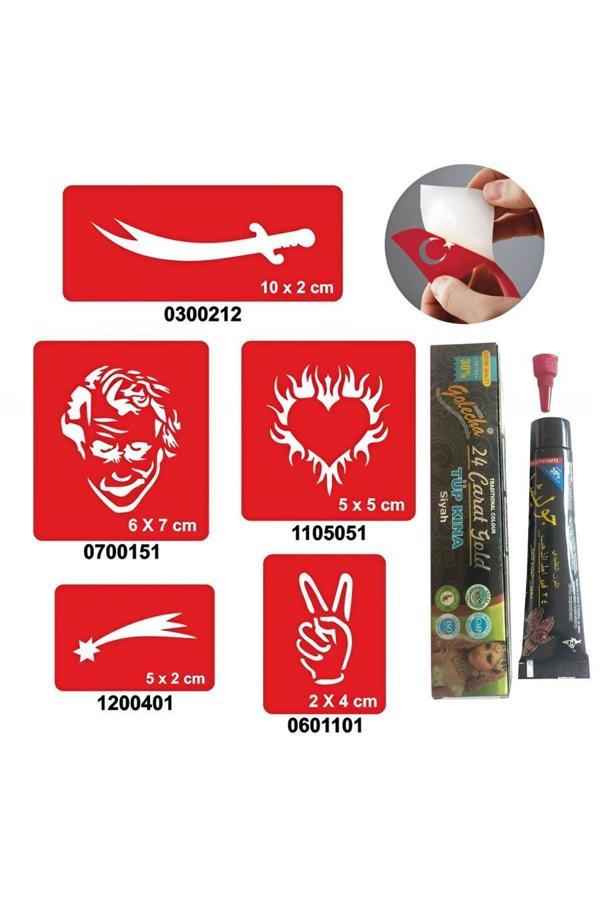 Alsepeteavm Kılıç Joker desenleri Hint Kınası ile Geçici Dövme Yapma Seti - Image 1