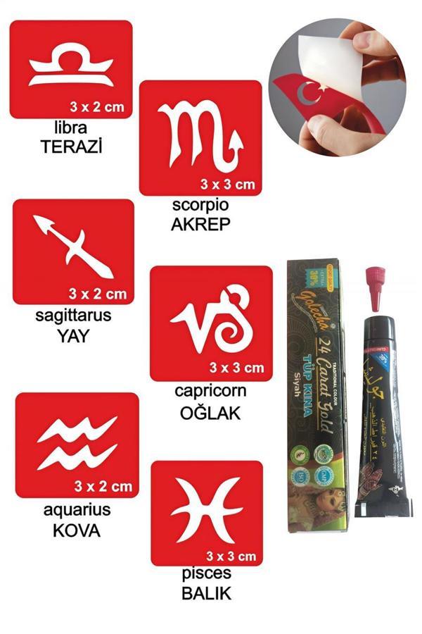 Alsepeteavm Burç Sembolleri Hint Kınası ile Geçici Dövme Yapma Seti - Image 1