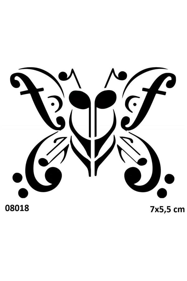 Alsepeteavm Kelebek Nota Geçici Dövme Şablonu Stencil Kalıp - Image 1