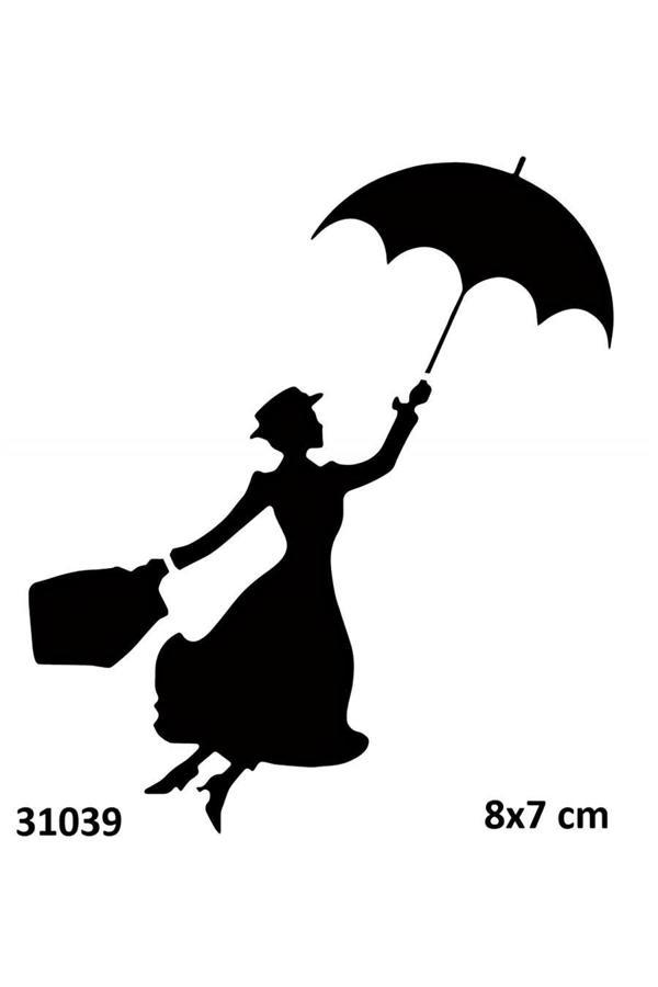 Alsepeteavm Şemsiyeli Kadın Geçici Dövme Şablonu Stencil Kalıp - Image 1