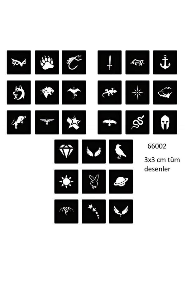 Alsepeteavm Minimal 27 Adet Erkek Deseni 3 cm Geçici Dövme Şablonu - Image 1