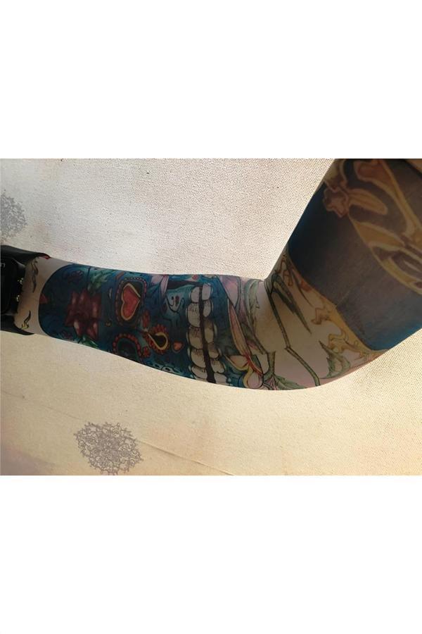 Alsepeteavm Çift Kol Giyilebilir Dövme Kuru Kafa Desenler Tattoo Sleeve - Image 1