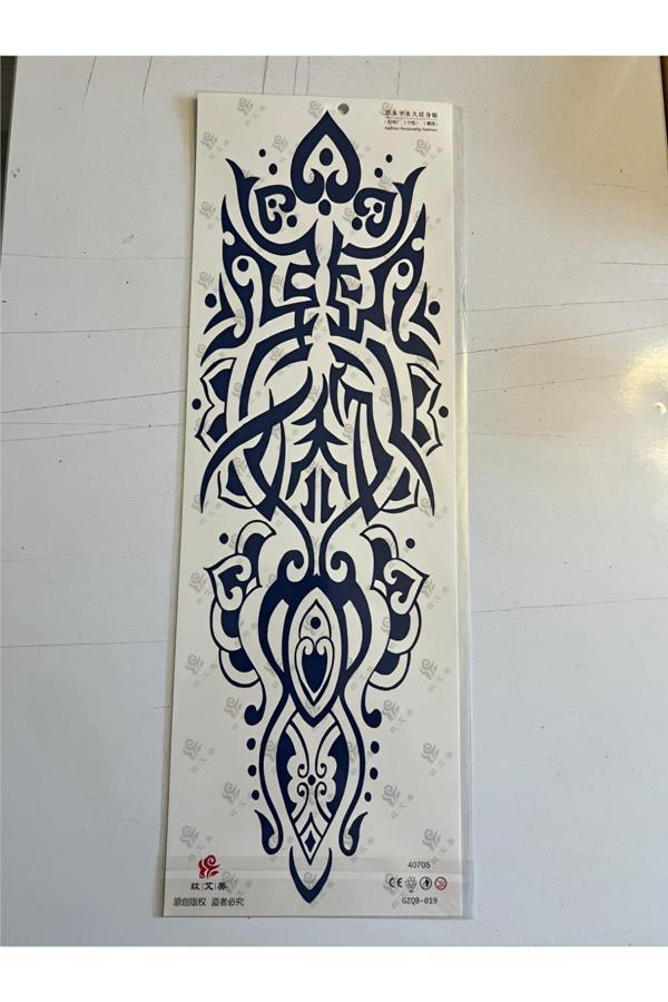 Alsepeteavm Tribal Çizgi 3 Hafta Kalıcı Tam Kol Bacak Kaplama Yapıştırma Geçici Dövme 46 CM - Image 1