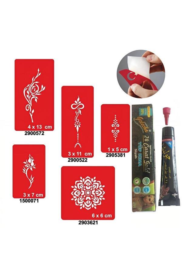 Alsepeteavm Çiçekli Desenler Kına ile Geçici Dövme Yapma Seti - Image 1