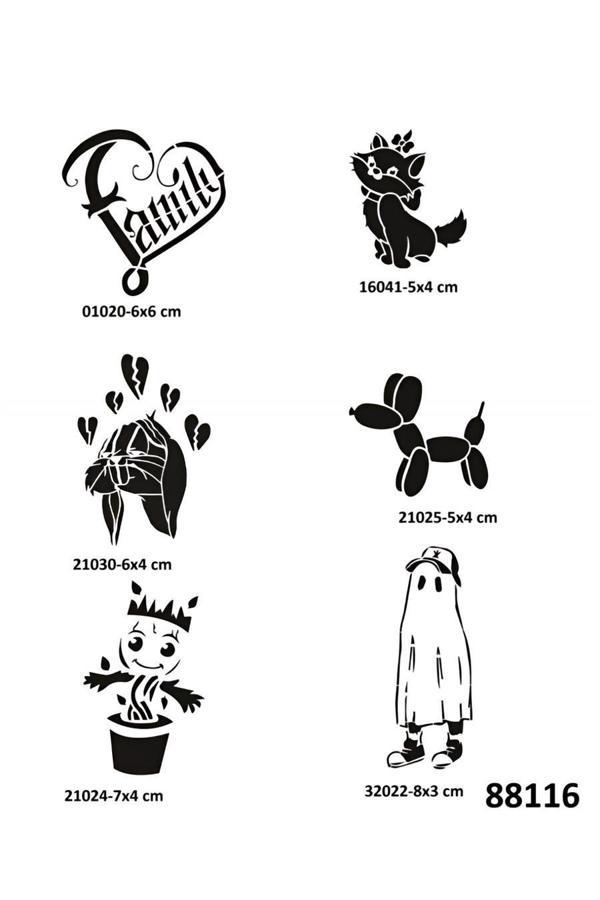 Alsepeteavm Çocuksu Modeller 6 Adet Geçici Dövme Şablonu Tattoo Stencil Modelleri - Image 1