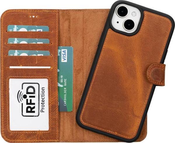 Apple iPhone 15 Plus Uyumlu Deri Cüzdanlı Kılıf MWWN G19 Taba - Image 1