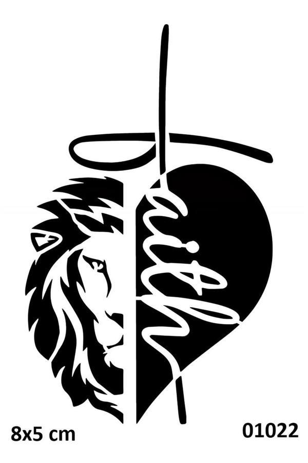 Alsepeteavm Faith İnanç Aslan Geçici Dövme Şablonu - Image 1