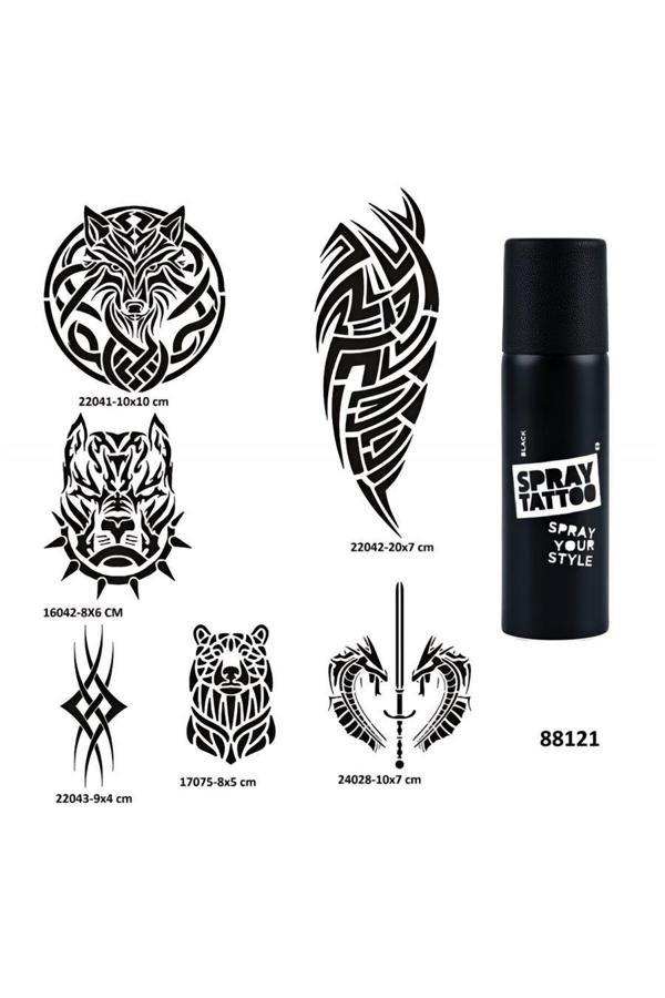 Alsepeteavm Tribal Serisi Spray Tattoo Geçici Dövme Yapma Seti Dark Siyah - Image 1