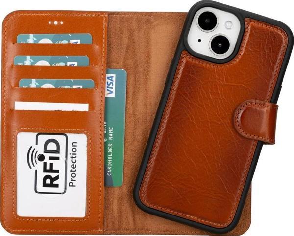 Apple iPhone 15 Plus Uyumlu Deri Cüzdanlı Kılıf MWWN RST2EF Taba - Image 1