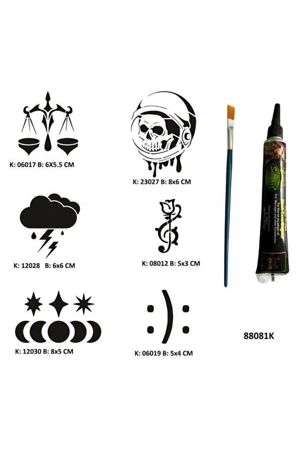 Alsepeteavm Gökyüzünün Adaleti Tüp Kına ve Fırça hediyeli Tattoo Geçici Dövme Seti - Image 1