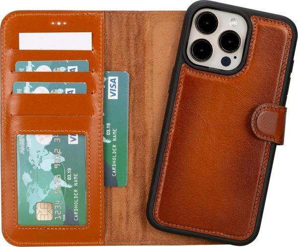 Apple iPhone 15 Pro Max Uyumlu Deri Cüzdanlı Kılıf MWWN RST2EF Taba - Image 1