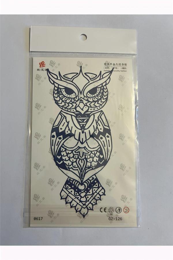Alsepeteavm Motif Baykuş 1 Aylık Yarı Kalıcı Yapıştırma Geçici Dövme - Image 1