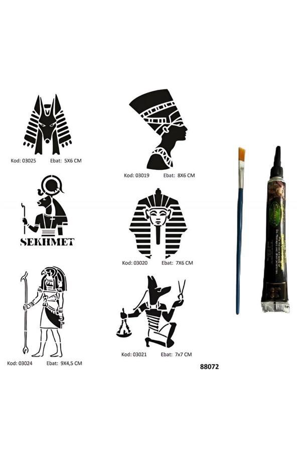 Alsepeteavm Antik Mısır Tanrıları Tüp Kına ve Fırça hediyeli Tattoo Geçici Dövme Seti - Image 1
