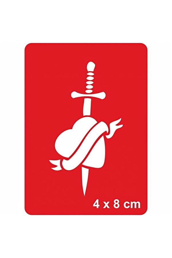 Alsepeteavm Hançer Kalp Tattoo Geçici Dövme Şablonları Kına Kalıpları - Image 1