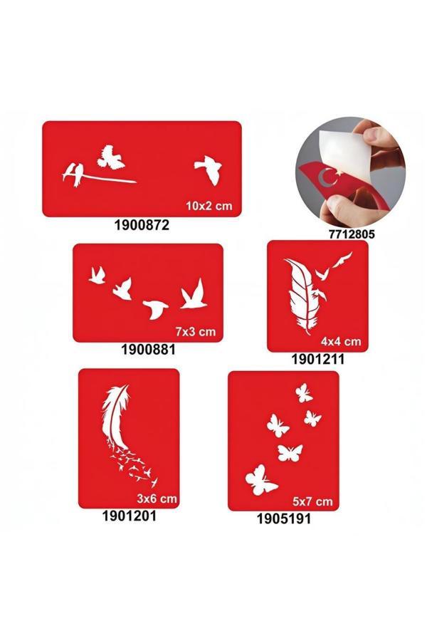 Alsepeteavm Özgür Kuşlar 5 li Set Geçici Dövme Kına Şablonu - Image 1