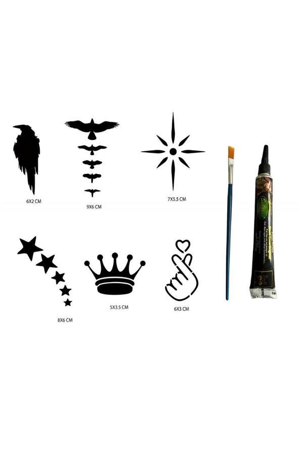 Alsepeteavm Yıldız Ve Karga Hint Kınasıyla Geçici Dövme Seti - Image 1