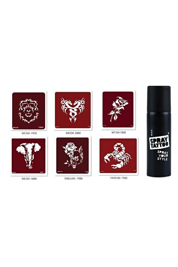 Alsepeteavm Fil Ve Gül Geçici Sprey Dövme Seti Spray Tatto - Image 1