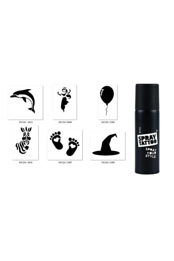 Alsepeteavm Cadı Ve Balon Geçici Sprey Dövme Seti Spray Tatto - Image 1