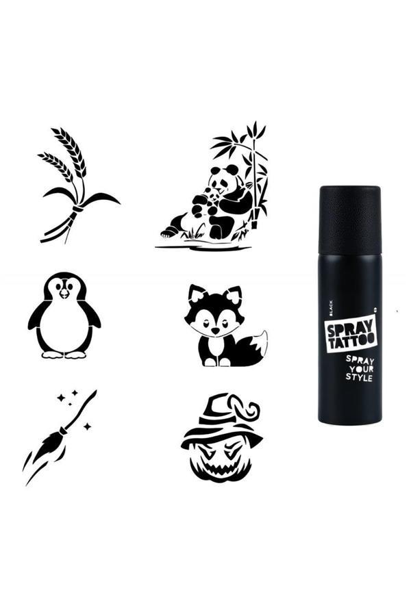 Alsepeteavm Anne Panda Sprey Dövme Geçici Dövme Seti Dark Siyah - Image 1